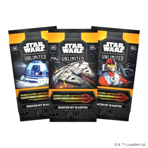 Star Wars Unlimited - Jump to Lightspeed (Umschalten auf Lichtgeschwindigkeit) - 3 Booster Pack - Englisch - mit LMS Trading Grußkarte von LMS Trading