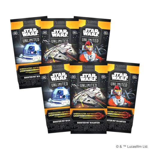 Star Wars Unlimited - Jump to Lightspeed (Umschalten auf Lichtgeschwindigkeit) - 6 Booster Pack - Englisch - mit LMS Trading Grußkarte von LMS Trading