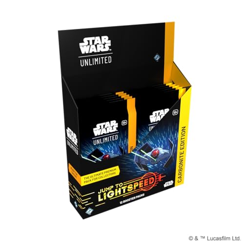 Star Wars Unlimited - Jump to Lightspeed (Umschalten auf Lichtgeschwindigkeit) - Carbonite Display Box (12 Booster Packs pro Display) - Englisch - mit LMS Trading Grußkarte von LMS Trading