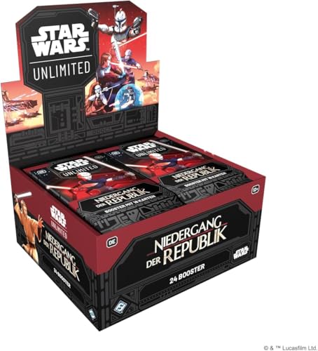 Star Wars: Unlimited - Niedergang der Republik - Display Booster Box - (24 Booster Packs mit jeweils 16 Karten) - Deutsch - Originalverpackt - Trading Card Game - mit LMS Trading Grußkarte von LMS Trading