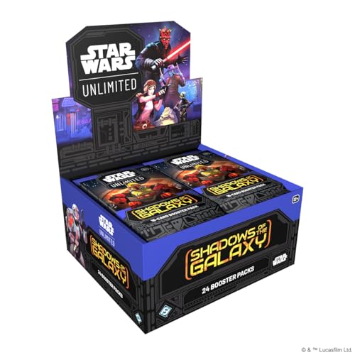 Star Wars: Unlimited - Shadows of The Galaxy - Display Booster Box - (24 Booster Packs mit jeweils 16 Karten) - Englisch - Originalverpackt - Trading Card Game - mit LMS Trading Grußkarte von LMS Trading