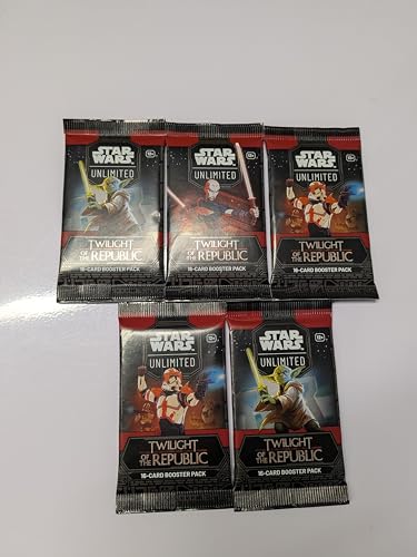 Star Wars: Unlimited - Twilight of The Republic - 5 Booster (mit jeweils 16 Karten pro Booster) - Englisch - Originalverpackt - Trading Card Game - mit LMS Trading Grußkarte von LMS Trading