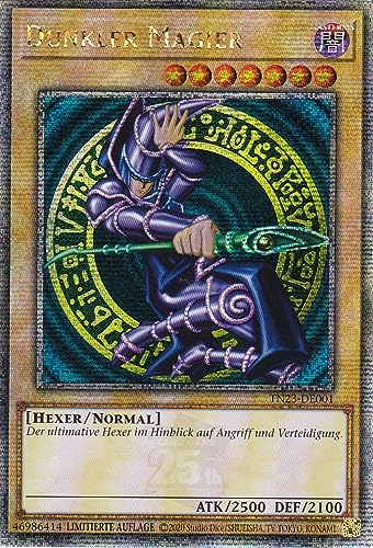 TN23-DE001 - Dunkler Magier - Quarter Century Secret Rare - Deutsch - Limitierte Auflage - 25th Anniversary Tin: Dueling Heroes Einzelkarten - mit LMS Trading Fieldcenter-Karte von LMS Trading