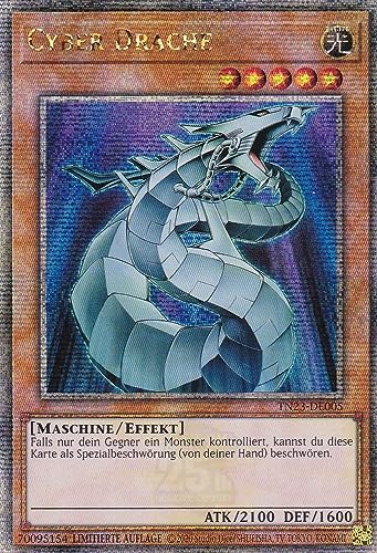 TN23-DE005 - Cyber Drache - Quarter Century Secret Rare - Deutsch - Limitierte Auflage - 25th Anniversary Tin: Dueling Heroes Einzelkarten - mit LMS Trading Fieldcenter-Karte von LMS Trading