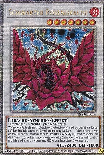 TN23-DE014 - Schwarzer Rosendrache - Quarter Century Secret Rare - Deutsch - Limitierte Auflage - 25th Anniversary Tin: Dueling Heroes Einzelkarten - mit LMS Trading Fieldcenter-Karte von LMS Trading