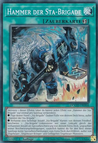 Yu-Gi-Oh! - Hammer der Sta-Brigade – DOOD-DE068 – Super Rare – 1. Auflage – Deutsch – Doom of Dimensions - mit LMS Trading Fieldcenter-Karte Yu-Gi-Oh! - Hammer der Sta-Brigade – DOOD-DE068 – Super Rare – 1. Auflage – Deutsch – Doom of Dimensions - mit LMS Trading Fieldcenter-Karte von LMS Trading