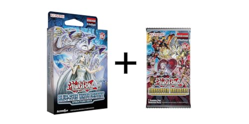 Yugioh - Structure Deck: Blue-Eyes White Destiny - Deutsch - 1. Auflage - 50 Karten Deck + Booster Pack in Deutsch (mit Einer Secret Rare Karte inklusive!) mit LMS Trading Fieldcenter Karte von LMS Trading