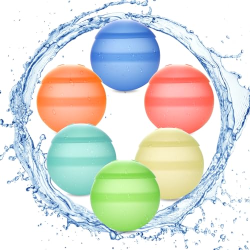 Wiederverwendbare Wasserbomben 6Pcs, Nichtmagnetisches weiches Silikon-Wasserballs-Spielzeug im Freien, Nachfüllbare Wasserballons Quick Fill No Pain, Wasser-Spiele-Spielzeug im Freien für Kinder von LMTNNB