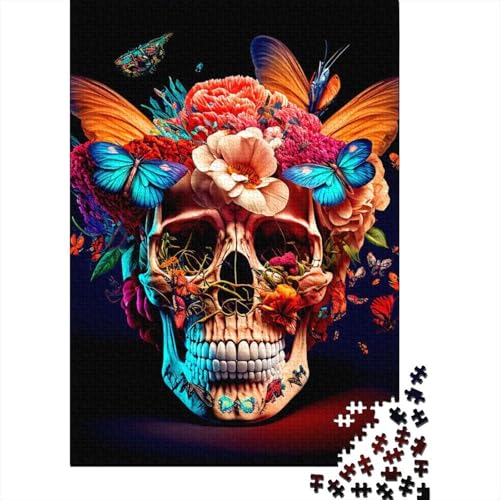 1000-teiliger Totenkopf-Puzzle für Erwachsene, schwierige Puzzles für Kinder, Lernspiel, Herausforderungsspielzeug, 1000-teilig (75 x 50 cm) von LMYmoney