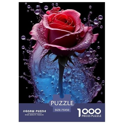 1000-teiliges Art Flowers-Puzzle für Erwachsene, Holzpuzzle für Erwachsene, Lernspiel, Herausforderungsspielzeug, 1000 Stück (75 x 50 cm) von LMYmoney