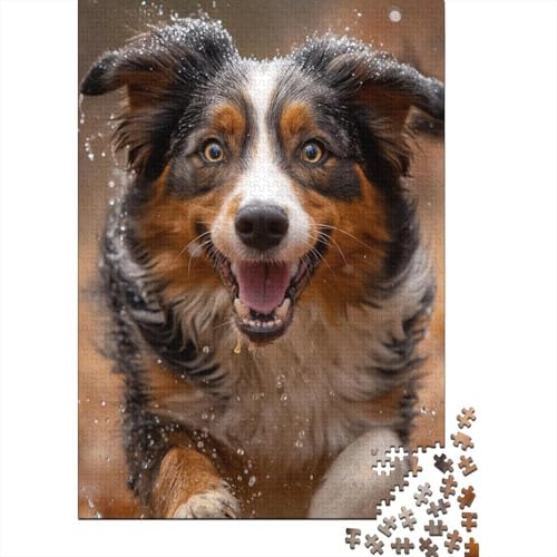 1000-teiliges Border-Collie-Puzzle für Kinder, Holzpuzzle für Erwachsene und Teenager, Lernspielzeug, 1000 Teile (75 x 50 cm) von LMYmoney