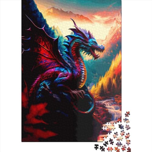 1000-teiliges Fantasy-Drachen-Puzzle für Erwachsene Teenager, Puzzle für Erwachsene, Lernspiel für Erwachsene, 1000 Teile (75 x 50 cm) von LMYmoney