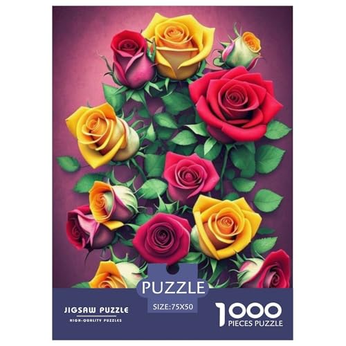 1000-teiliges Kunst-Blumen-Puzzle für Erwachsene, Puzzles für Erwachsene, Puzzles, einzigartige Heimdekoration und Geschenke, 1000 Teile (75 x 50 cm) von LMYmoney