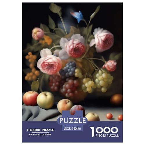 1000-teiliges Kunst-Blumen-Puzzle für Erwachsene und Teenager, Holzpuzzle, 1000 Teile (75 x 50 cm) von LMYmoney