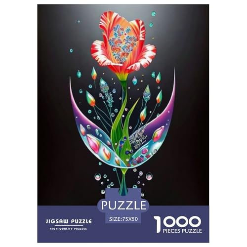 1000-teiliges Kunst-Blumen-Puzzle für Erwachsene und Teenager, Holzpuzzle, 1000 Teile (75 x 50 cm) von LMYmoney