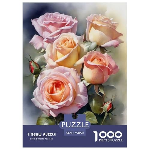 1000-teiliges Kunst-Blumen-Puzzle für Erwachsene und Teenager, Lernspiele für zu Hause, DIY-Spielzeug, 1000 Stück (75 x 50 cm) von LMYmoney