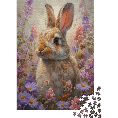 1000-teiliges Kunst-Tier-Kaninchen-Puzzle für Erwachsene und Teenager, Holzpuzzle für Kinder, Heimdekoration, Puzzle-Spielzeug, 1000 Stück (75 x 50 cm) von LMYmoney