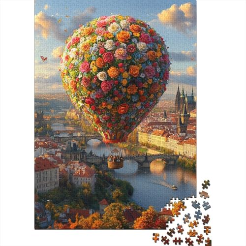 1000-teiliges Puzzle „Heißluftballon“ – Puzzle für Kinder, Holzbrett-Puzzle, Lernspiel für Erwachsene, 1000 Teile (75 x 50 cm) von LMYmoney