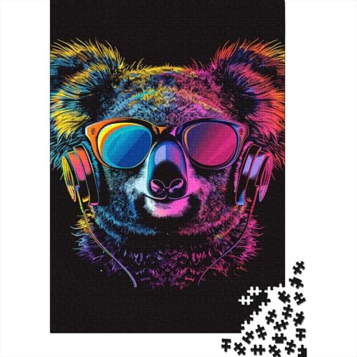 1000-teiliges Puzzle „Koala mit Kopfhörern und Sonnenbrille“ für Kinder, Puzzle, Lernspielzeug, 1000 Stück (75 x 50 cm) von LMYmoney