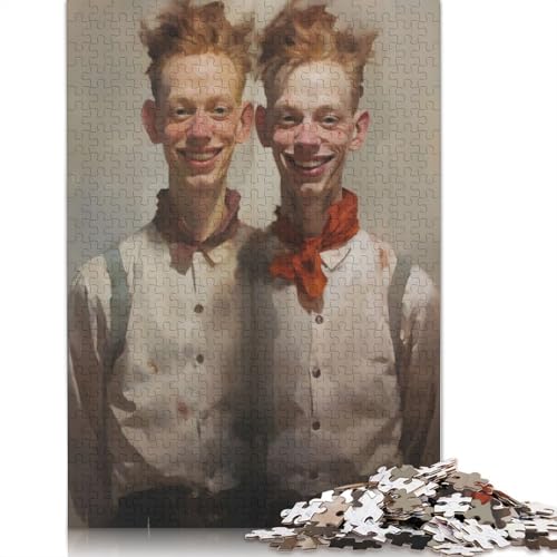 1000-teiliges Puzzle „Painted Redhead Twin Boys“, 100% recycelte Holzplatte, Puzzlespiele für Kinder ab 12 Jahren, 1000 Teile (75 x 50 cm) von LMYmoney