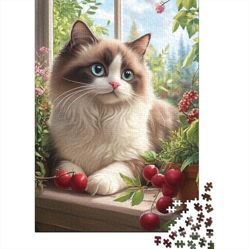 1000-teiliges Puzzle „Ragdoll-Katze“ für Papppuzzles, Lernspielzeug, 1000 Teile (75 x 50 cm) von LMYmoney