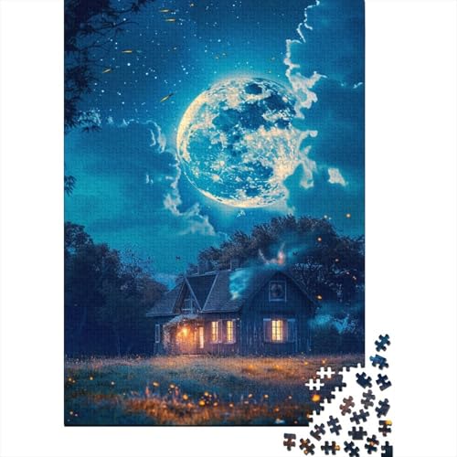 1000-teiliges Puzzle „Schönes Zuhause unter bunten Sternen“ für Kinder, Holzpuzzle für Kinder und Jugendliche, Lernpuzzle 1000 Teile (75 x 50 cm) von LMYmoney