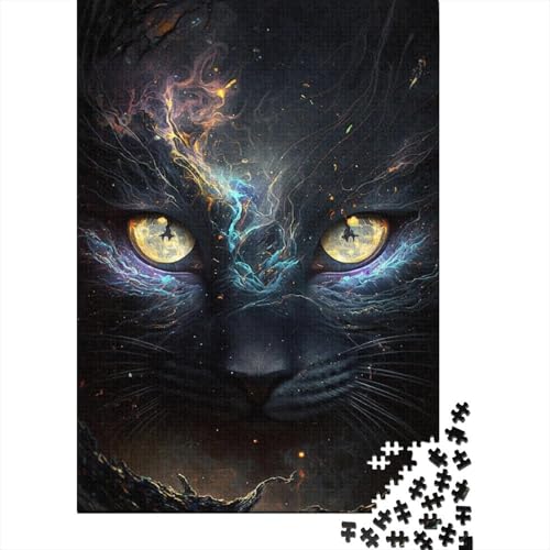 1000-teiliges Puzzle „Tieruniversum, Schwarze Katze“ für Kinder, Holzpuzzle, Lernspiel für Erwachsene und Teenager, 1000 Stück (75 x 50 cm) von LMYmoney