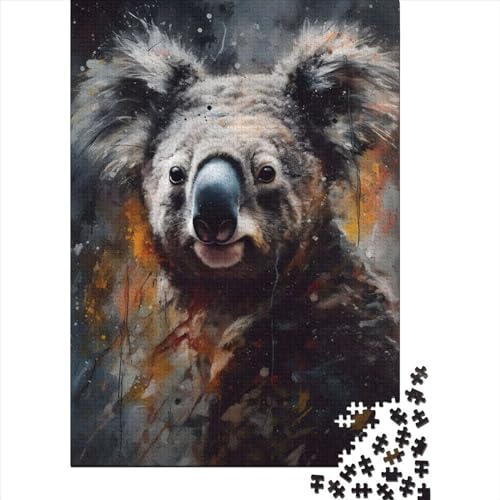 1000-teiliges Puzzle für Kinder, Öl-Koala-Porträt, Puzzle für Kinder, Kartonpuzzle, pädagogisches Stressabbau-Spielzeug, Puzzle 1000 Teile (75 x 50 cm) von LMYmoney