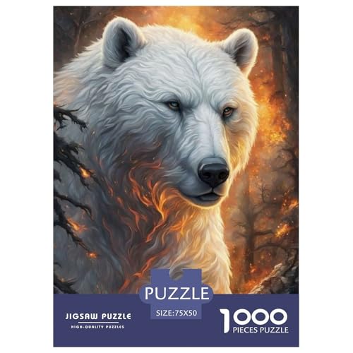 1000-teiliges Puzzle mit Tierkunst, Eisbär, für Erwachsene und Teenager, Lernspielzeug aus Holz, 1000 Teile (75 x 50 cm) von LMYmoney