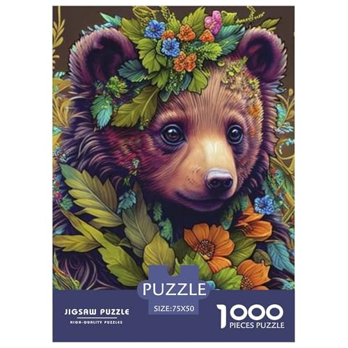 1000-teiliges Puzzle mit Tierkunst-Bärenmotiv für Erwachsene, Holzpuzzle für Erwachsene, für Familienspaß und Spieleabend, 1000 Teile (75 x 50 cm) von LMYmoney