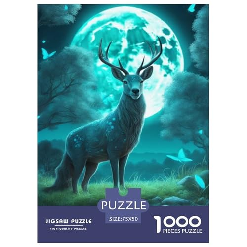 1000-teiliges Puzzle mit Tierkunst-Elch für Erwachsene, Puzzle, Lernspiel, Herausforderungsspielzeug, 1000 Stück (75 x 50 cm) von LMYmoney