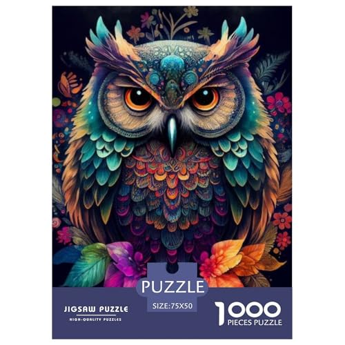 1000-teiliges Puzzle mit Tierkunst-Eule für Erwachsene, Puzzle, Lernspiel, Herausforderungsspielzeug, 1000 Stück (75 x 50 cm) von LMYmoney