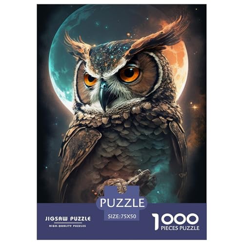 1000-teiliges Puzzle mit Tierkunst-Eule für Erwachsene, Puzzle, Lernspiel, Herausforderungsspielzeug, 1000 Stück (75 x 50 cm) von LMYmoney