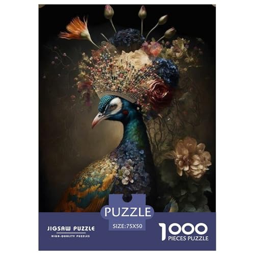 1000-teiliges Puzzle mit Tierkunst-Pfauenmotiv für Erwachsene, Puzzle, Lernspiel, Herausforderungsspielzeug, 1000 Stück (75 x 50 cm) von LMYmoney