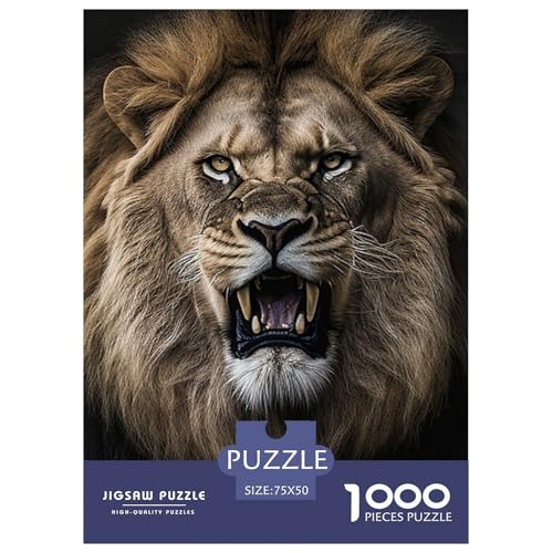 1000-teiliges Puzzle mit Tierkunst und Löwenmotiv, Holzpuzzle für Erwachsene, Teenager, Mann, Frau, Geschenk, 1000 Stück (75 x 50 cm) von LMYmoney