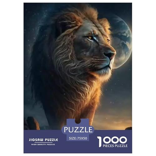 1000-teiliges Puzzle mit Tierkunst und Löwenmotiv, für Erwachsene und Teenager, Holzpuzzle, Geschenke für Heiligabend, 1000 Teile (75 x 50 cm) von LMYmoney