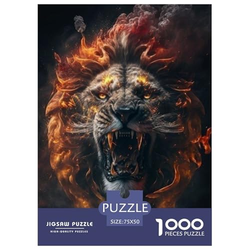 1000-teiliges Puzzle mit Tierkunst und Löwenmotiv für Erwachsene, Puzzle, Lernspiel, Herausforderungsspielzeug, 1000 Stück (75 x 50 cm) von LMYmoney