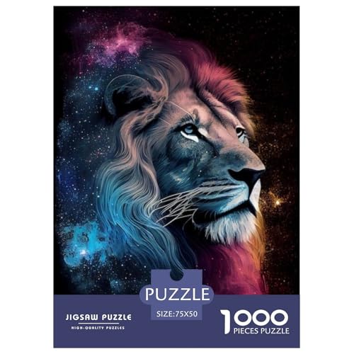 1000-teiliges Puzzle mit Tierkunst und Löwenmotiv für Erwachsene, Puzzle, Lernspiel, Herausforderungsspielzeug, 1000 Stück (75 x 50 cm) von LMYmoney