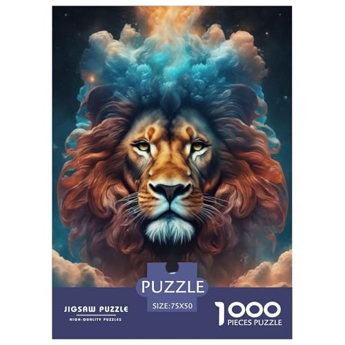 1000-teiliges Puzzle mit Tierkunst und Löwenmotiv für Erwachsene, Puzzle, Lernspiel, Herausforderungsspielzeug, 1000 Stück (75 x 50 cm) von LMYmoney