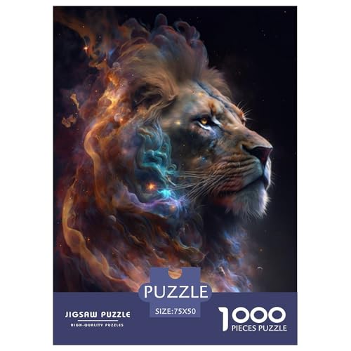 1000-teiliges Puzzle mit Tierkunst und Löwenmotiv für Erwachsene und Teenager. Holzpuzzle für Familienspaß und Spieleabende. 1000 Teile (75 x 50 cm) von LMYmoney