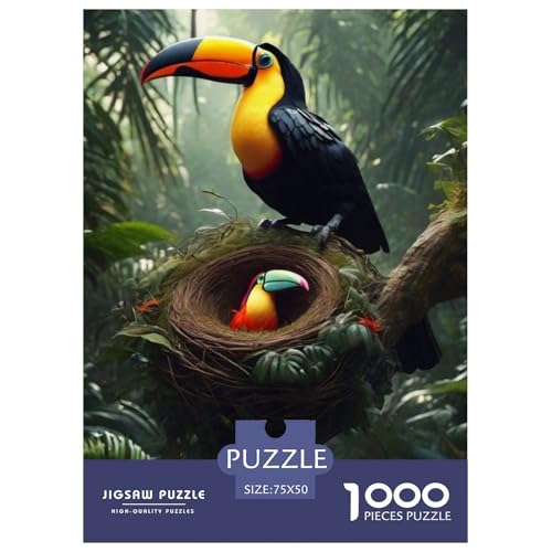 1000-teiliges Puzzle mit Tierkunst und Vögeln für Erwachsene Teenager, Holzpuzzle, nachhaltiges Puzzle für Erwachsene | Spiele 1000 Teile (75 x 50 cm) von LMYmoney