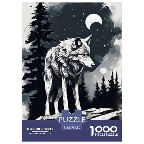 1000-teiliges Puzzle mit Tierkunst und Wolf, für Erwachsene, Puzzle, Erwachsenen-Puzzle, Heimdekoration, Puzzle-Spielzeug, 1000 Stück (75 x 50 cm) von LMYmoney