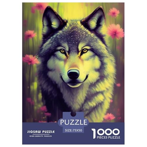 1000-teiliges Puzzle mit Tierkunst und Wolf, für Erwachsene, Puzzle, Lernspiel, Herausforderungsspielzeug, 1000 Stück (75 x 50 cm) von LMYmoney