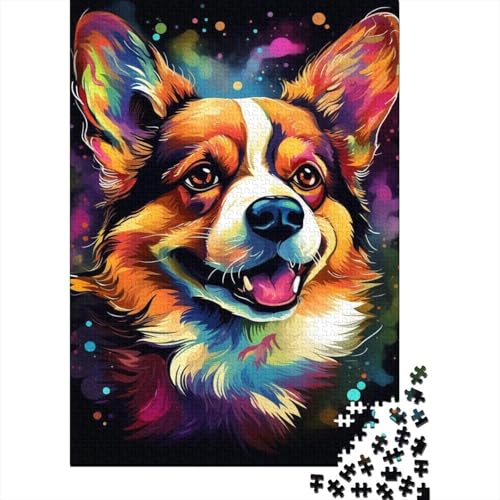 1000-teiliges Puzzle mit bunten Corgi-Tieren für Erwachsene und Teenager, Lernspielzeug aus Holz, 1000 Teile (75 x 50 cm) von LMYmoney