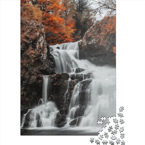 1000-teiliges Reekie Linn-Wasserfall-Puzzle für Erwachsene und Teenager, Holzpuzzle für Kinder, Heimdekoration, Puzzle-Spielzeug, 1000 Stück (75 x 50 cm) von LMYmoney