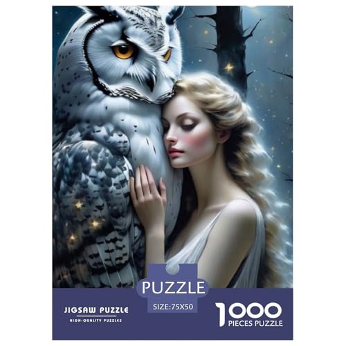 1000-teiliges Tierkunst-Eulen-Puzzle für Erwachsene, Holzpuzzle für Erwachsene, Lernspiel, Herausforderungsspielzeug, 1000 Stück (75 x 50 cm) von LMYmoney