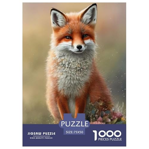 1000-teiliges Tierkunst-Fuchs-Puzzle für Erwachsene, Holzpuzzle für Erwachsene, Lernspiel, Herausforderungsspielzeug, 1000 Stück (75 x 50 cm) von LMYmoney