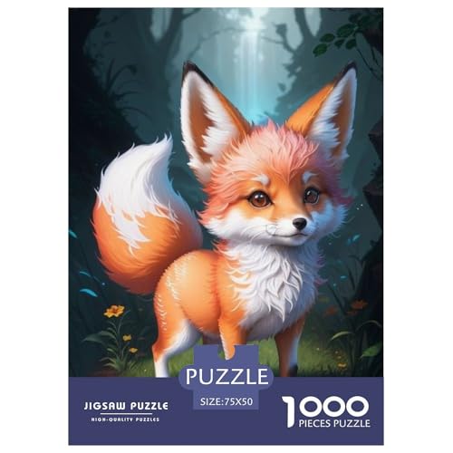 1000-teiliges Tierkunst-Fuchs-Puzzle für Erwachsene, Holzpuzzle für Erwachsene, Lernspiel, Herausforderungsspielzeug, 1000 Stück (75 x 50 cm) von LMYmoney