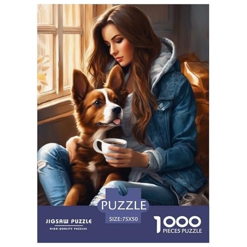 1000-teiliges Tierkunst-Hundepuzzle für Erwachsene, Holzpuzzles, Puzzles für Erwachsene, Lernspiel, Herausforderungsspielzeug, 1000 Stück (75 x 50 cm) von LMYmoney