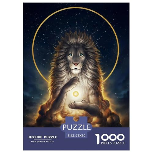 1000-teiliges Tierkunst-Löwenpuzzle für Erwachsene, Holzpuzzle für Erwachsene, Lernspiel, Herausforderungsspielzeug, 1000 Stück (75 x 50 cm) von LMYmoney